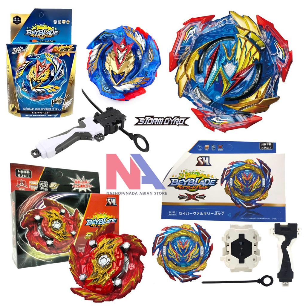 Golden Valkyrie Burst Beyblade with Metal Body & LR Launcher Pro Battle Set