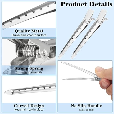 Professional Soft-Touch Sectioning Clips for Hair Styling, Duck Bill Hair Clips