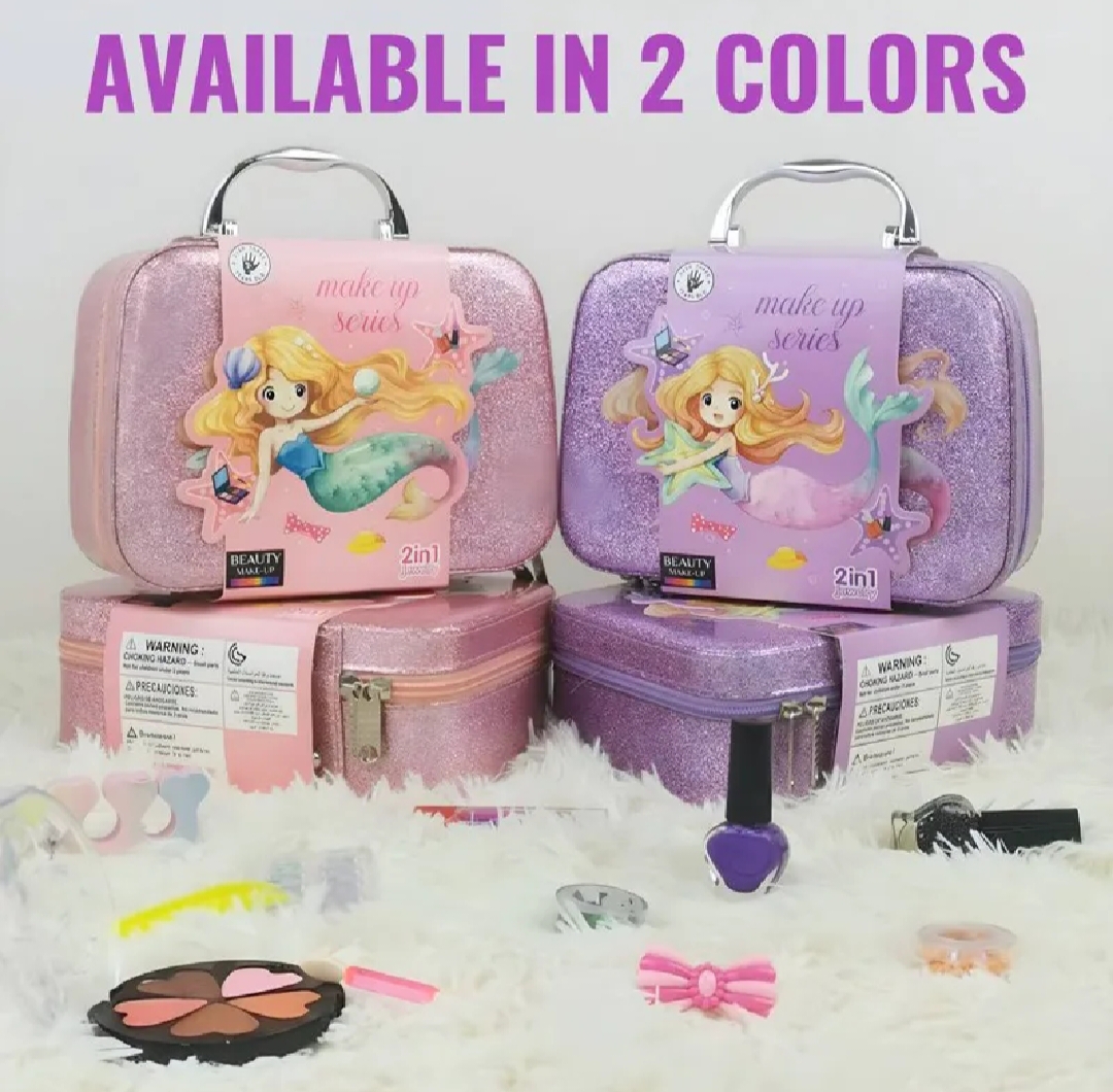 Makeup box for kids premium Quality, Makeup box for kids 2 in 1 makeup set Nail art, best Gift for baby girl.. Beauty Makeup Kit Box For Kids Pretend Make up Set Safety Cosmetic Kit For Girl Makeup Kit Box For Girls