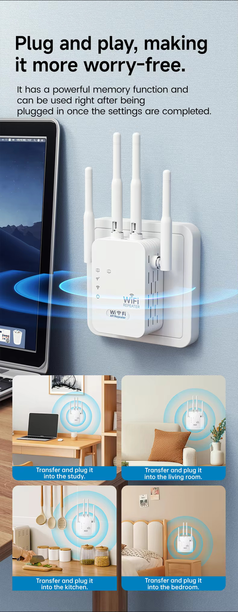 WiFi wireless Range Expansion | Wifi Access point | Access Point | WIFI Bridge Mode | Wifi Router | WIFI Hotspot | Dual Ethernet Ports for Connection with Ethernet Cable |