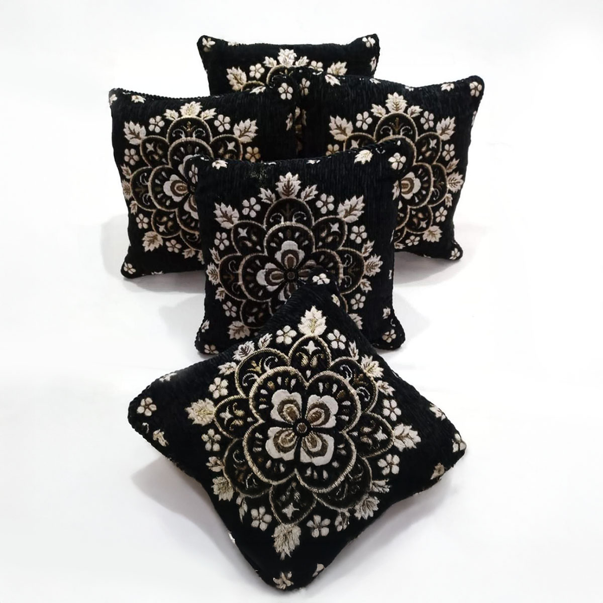 5-Piece Velvet Jacquard Cushion Cover Set Elegant and Durable