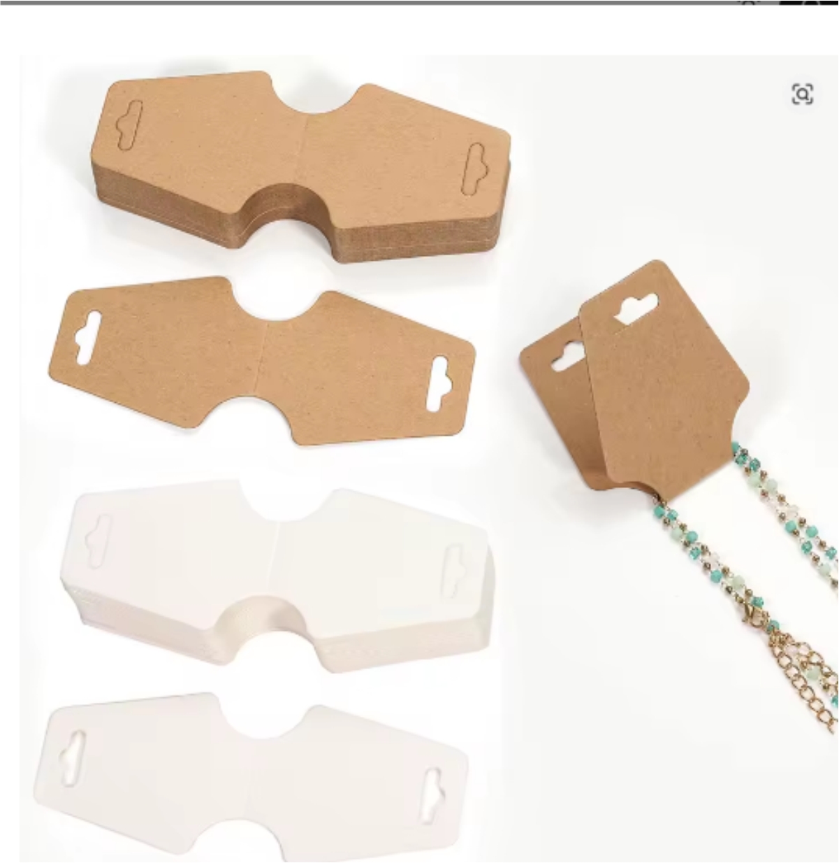 50/100 Pcs Foldable Kraft Jewelry Display Cards – 12x5cm Necklace & Bracelet Packaging Tags | Jewelry Paper Cards for Retail or DIY Use
