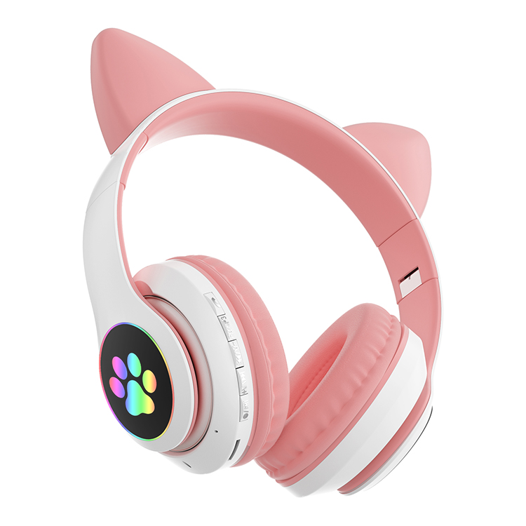 New STN 28 Cat Ear Bluetooth 5.0 Stereo Headset with RGB Lighting, Microphone, TF Card Support, and Universal Compatibility