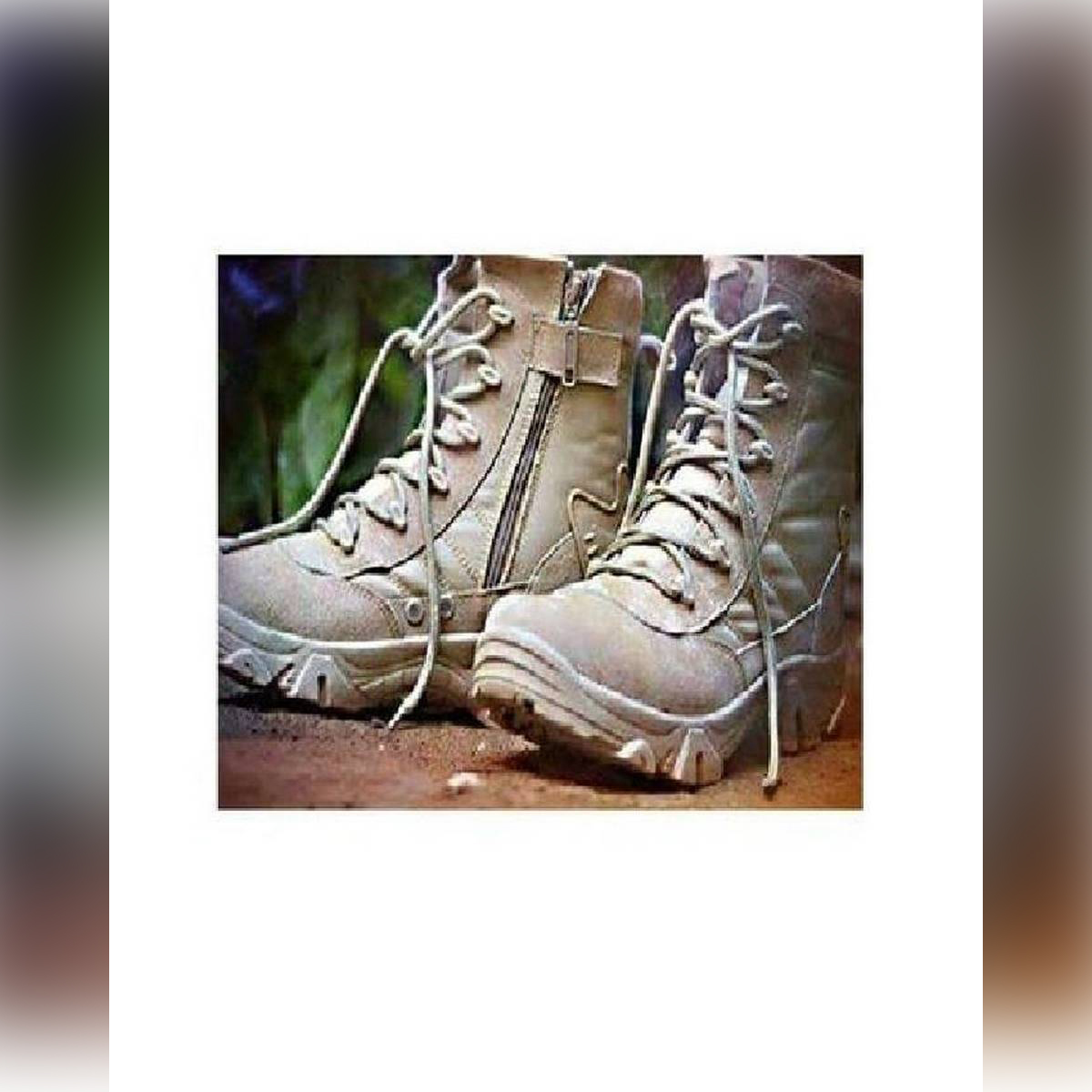 Brown Army Zipper Long Boots For Men
