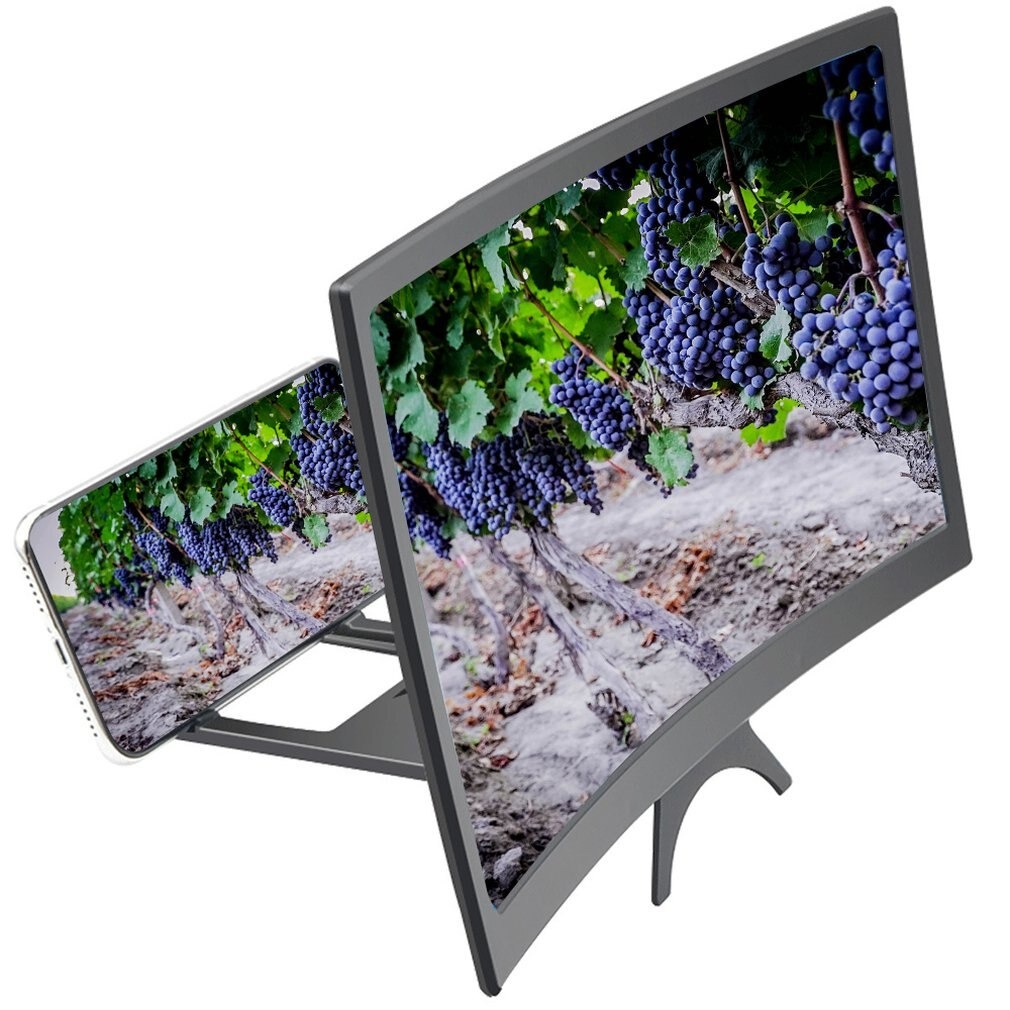 L6 12-Inch Curved Smartphone Screen Magnifier – Up to 12-Inch Mobile Phone Video Amplifier with 3D Pull-Out Enlarged Screen, HD Zoom, Eyes Protection & Foldable Design – Mobile Display Pull Out Enlarged Mobile Screen Magnifier Support For All Smartphones