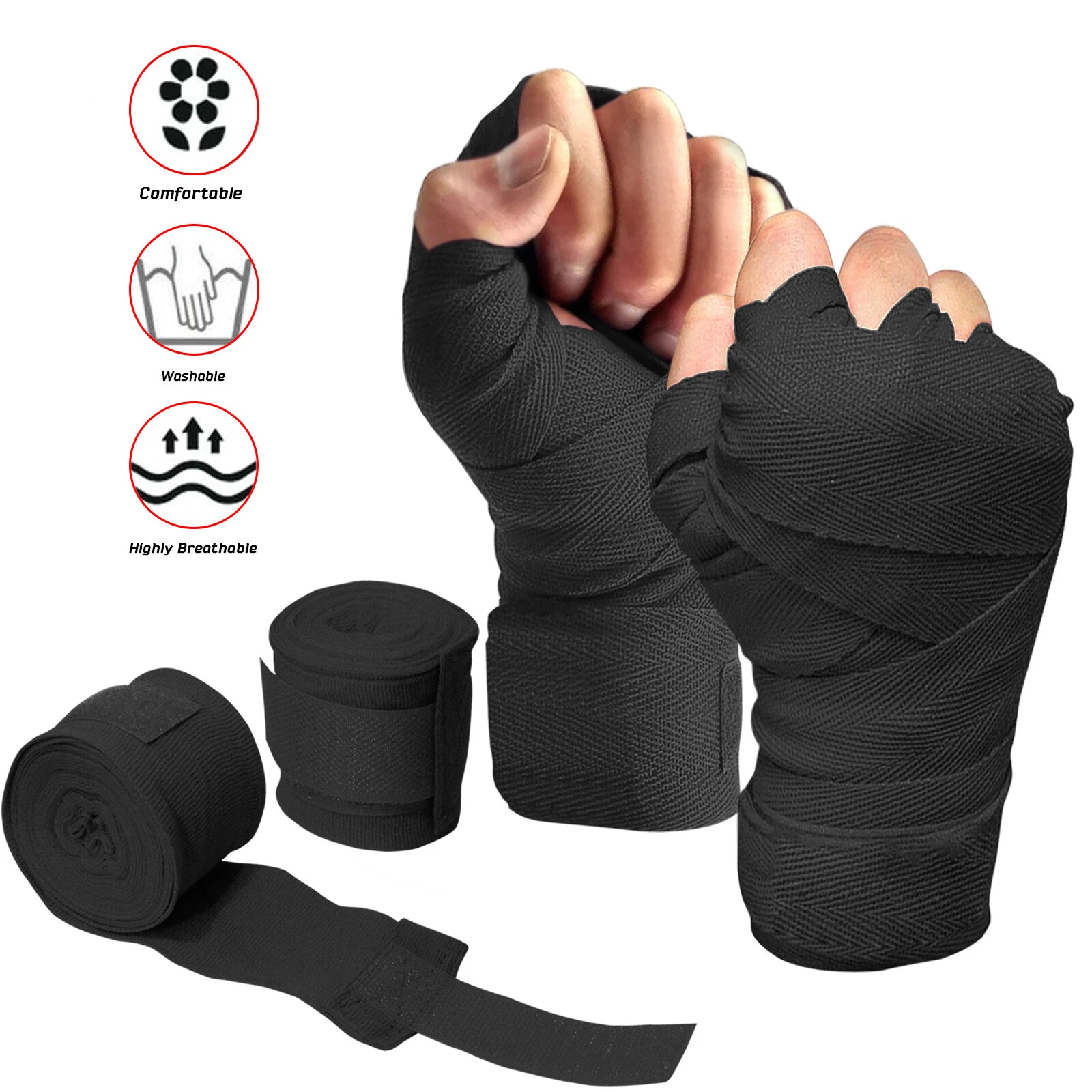 5 Meter Hand Wrap Boxing Hand Wraps Hand Bandage Cotton Wrist Support Wrist Grips Hand Band MMA Nylon Wrist Band Boxing Fitness Gym Yoga (1 Pair)