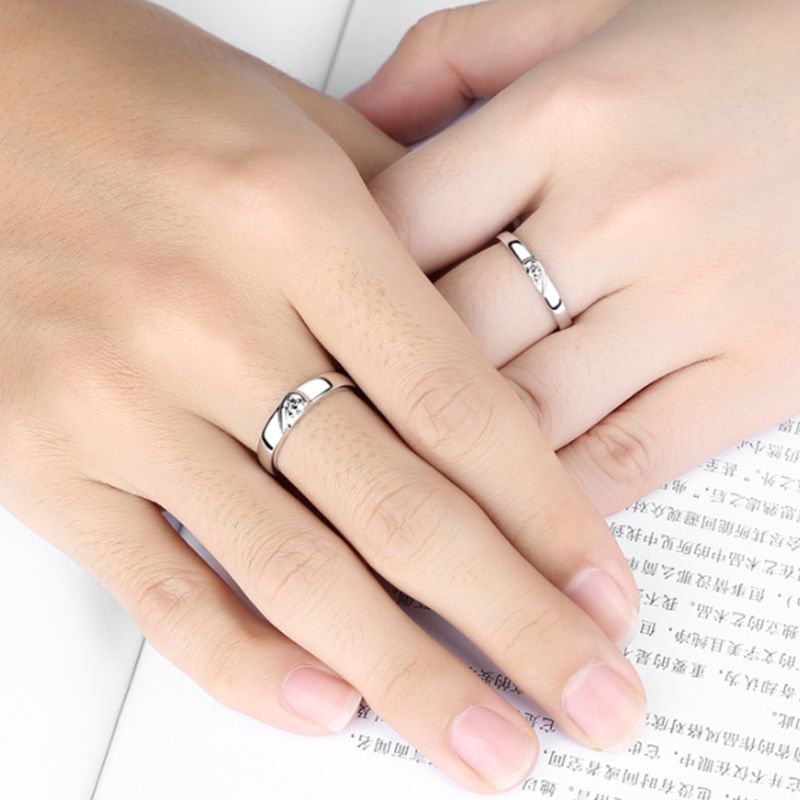 His and Her Heart Couple Rings Adjustable Lover Rings Engagement Wedding Rings Band Friendship Matching Rings Gift
