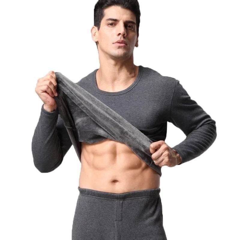 2 Pc Thermal Underwear Sets for Men Thick Warm Winter Velvet Fleece Lined Base Layer Cold Weather Soft Long Johns Suits | Men Thermal Inside Velvet Fleeced | Men's Ultra Soft Velvet Fleece Lined Thermal Underwear Set with Fly