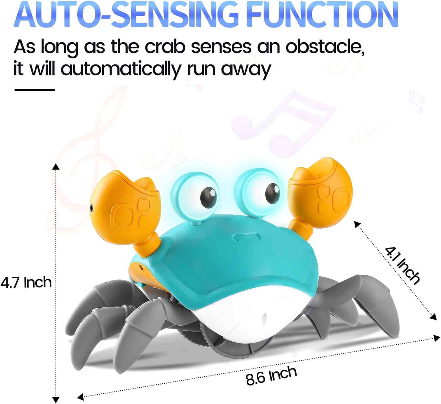Crawling Crab Toy for Kids | Automatic Induction Escape Crab with Lights & Music | Interactive Walking Toy (QC-1Y)