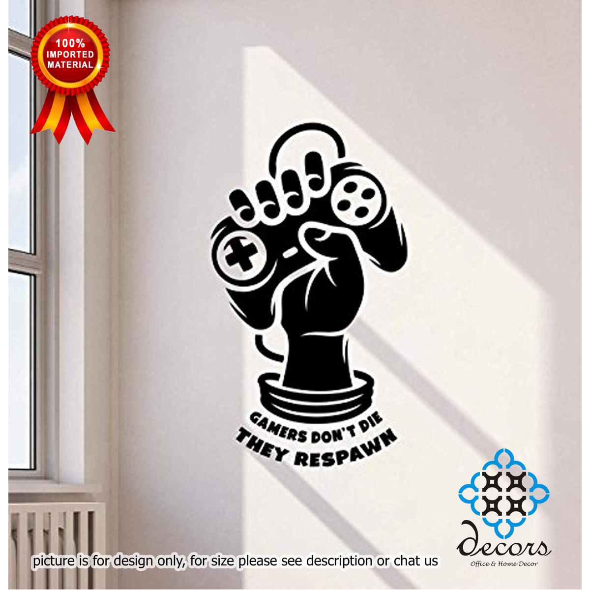 decors - size- 1 x 1 Feet -Gamer text remote hand style gaming zone self adhesive wall sticker vinyl PVC decals decor for boys, kids, bedroom home office School decoration articles