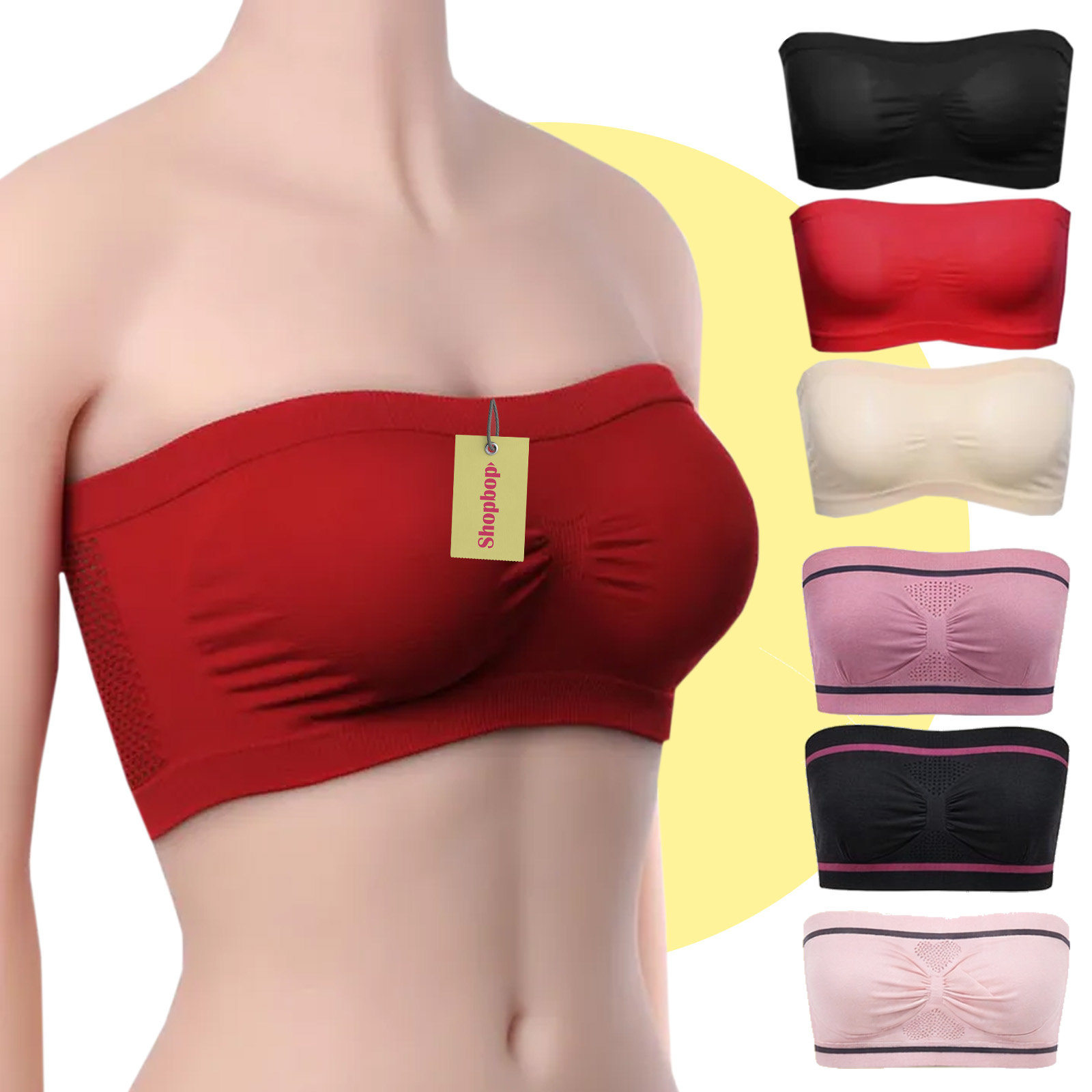 SHOPBOP Strapless Bra Soft & Non Padded Tube Bra for Girls Bandeau Seamless Bra Wireless Bra For 28 to 36 Sizes