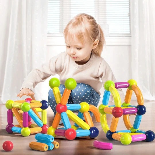 Kido Kraze Magnetic Toys Building Blocks - 96 Pcs Kids Magnet Balls And Rods Set Block
