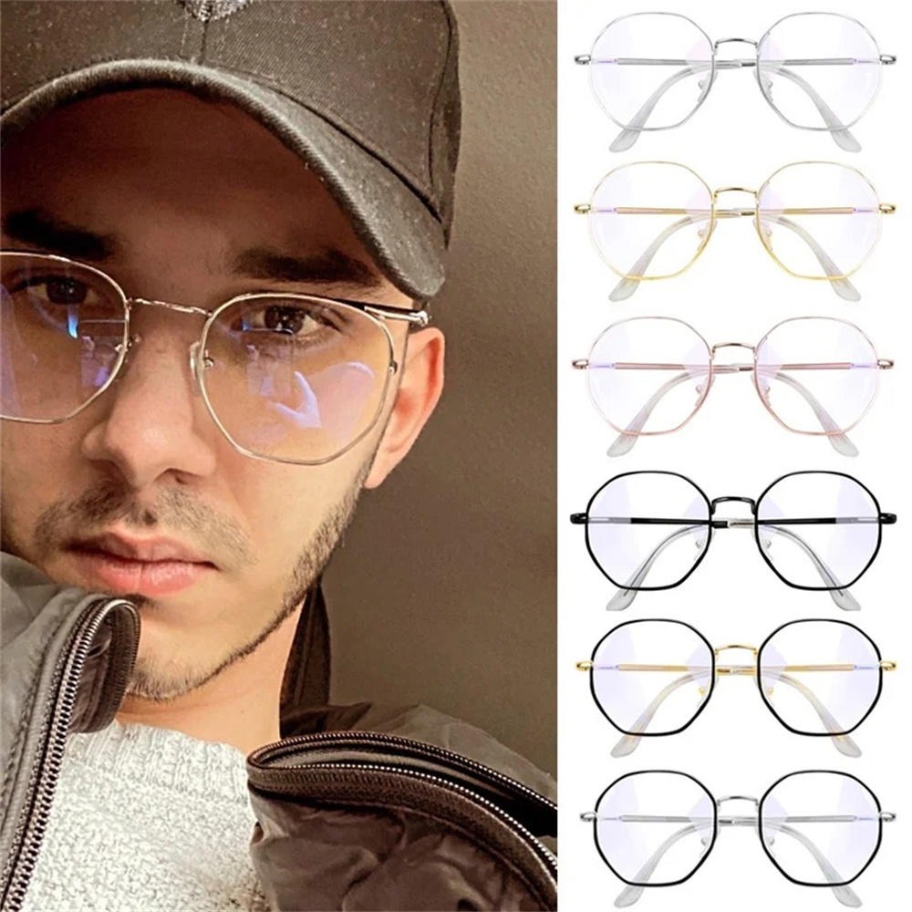 Optical Sunglasses Fashion Ins Trend Octagonal Anti-Blue Light Glasses Uv400 Protection Anti-Blue Light Vintage Eyeglasses for Computer Outdoor Travel Daily Wear Fashion Accessory Women Office Use