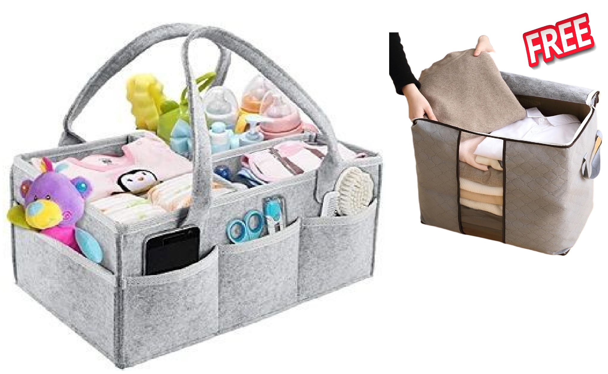 Baby Diaper Caddy Organizer, Foldable Storage Bag with 1 storage bag free