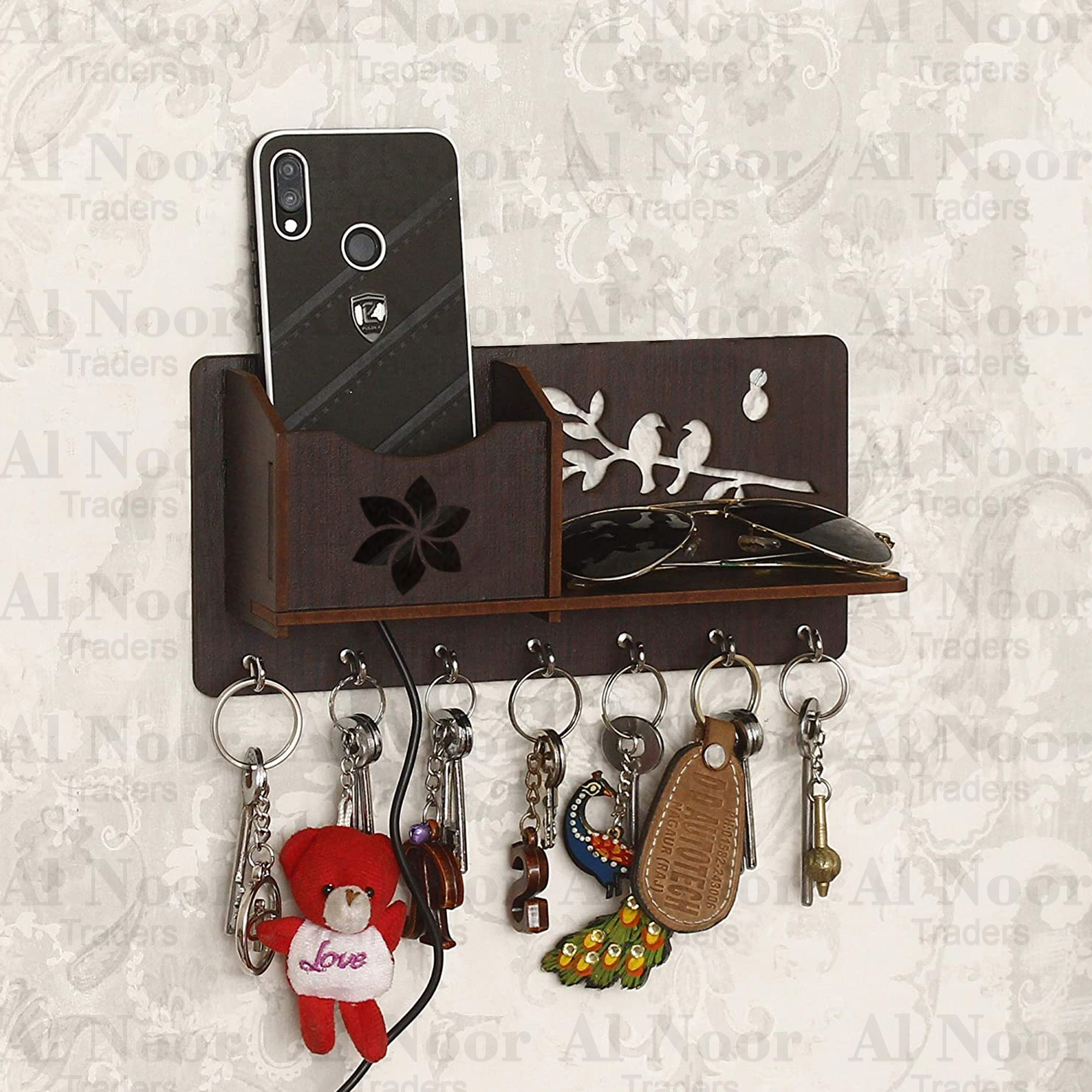 Al Noor Traders Brand Wood Wall Mounted Designer Key Holders for