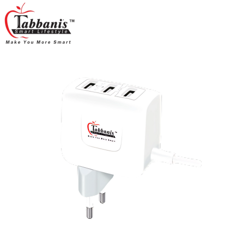 Tabbanis 3 USB Port Fast Charger For All Mobile Phones - Mobile Charger - Fast Charger - Charger Mobile Fast - Adapter Charger Fast - Charger - Adapter Charger - Mobile Charger - For Travel And Tours - Easy To Use