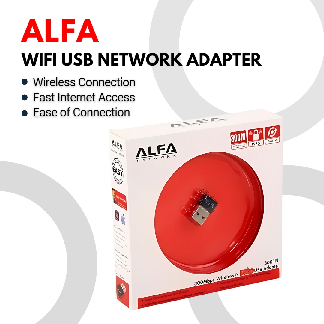 Wifi Alfa USB Adapter 300Mpbs - Strong Signal Quality Wireless Wifi Adapter Dongle Receiver Network LAN Card PC 300 Mbps Network Card / Gaming