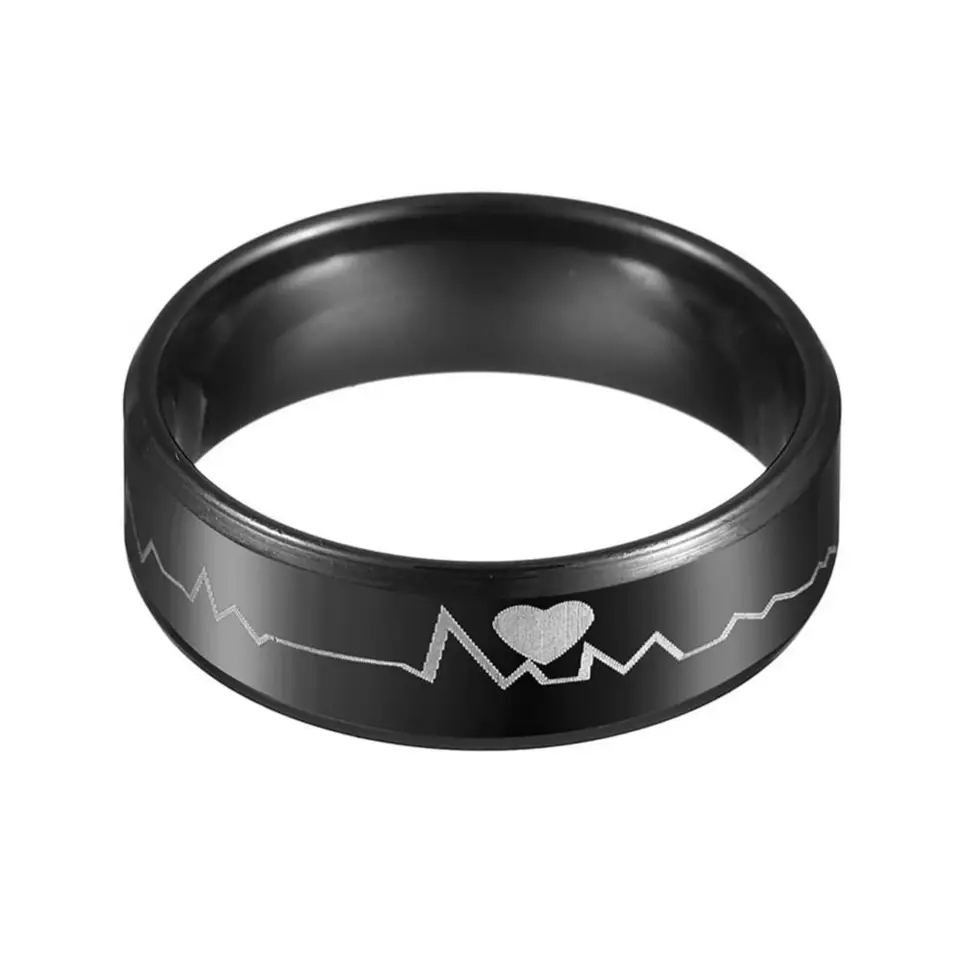 Pack of 1 balck titanium rings & men black titanium challa for men