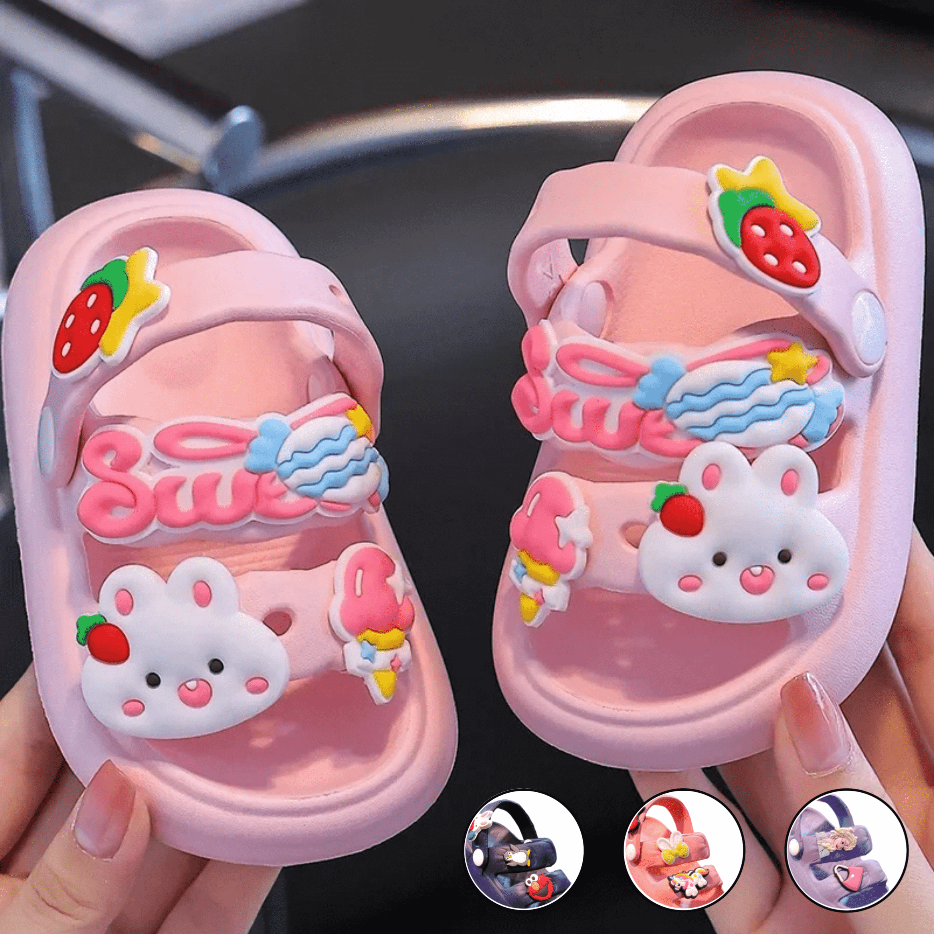 9 Month to 6 Year Children Slippers Summer Baby New Cute Rabbit Soft Sole Sandals Indoor Soft Anti Slip Girl Sandals Hole Shoes Kids Beach Shoes