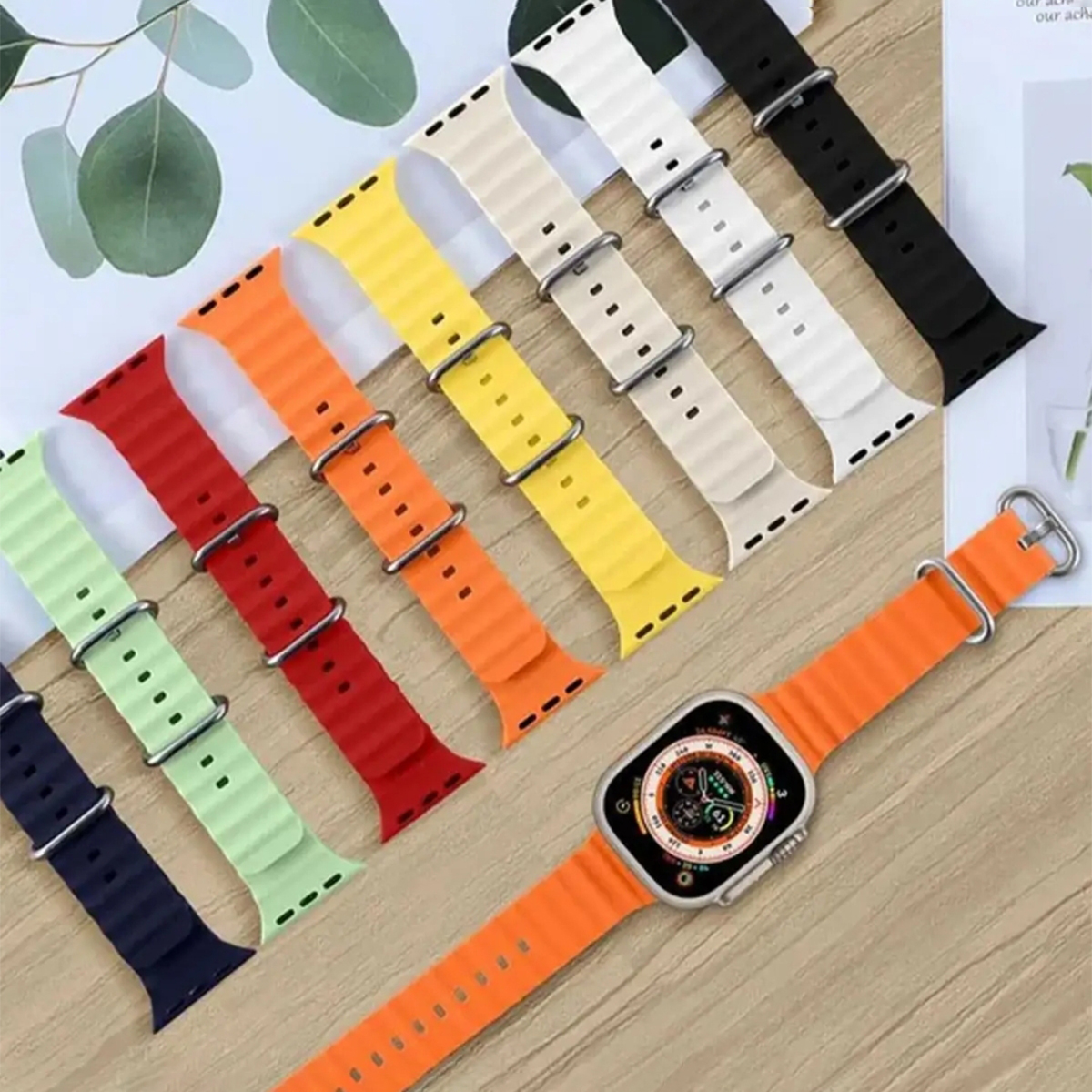 Ocean Silicon Straps for Apple_Smart Watches | 42/44/45/49 mm Dial Sizes price in Pakistan