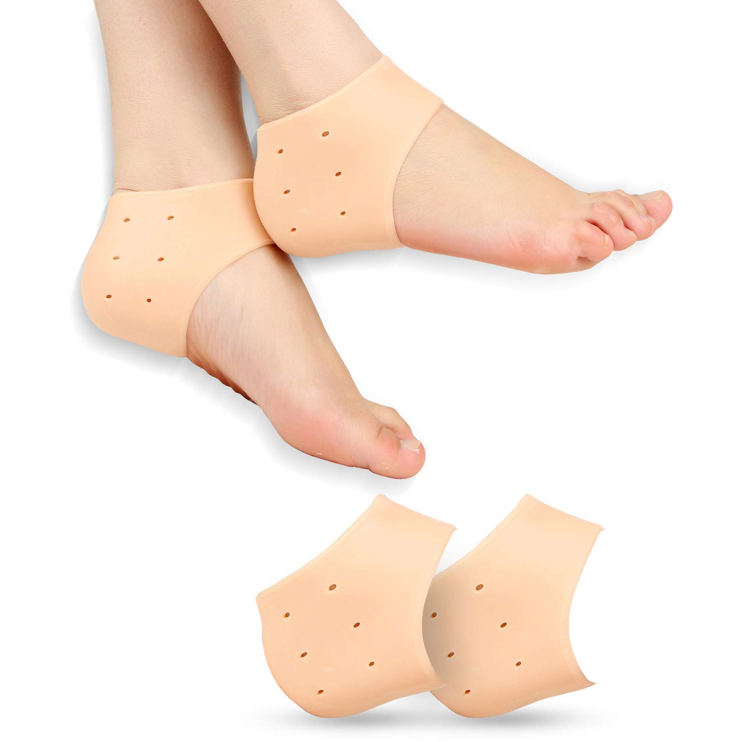 Silicone Half Heel Protector Socks Pair - Anti-Crack Set for Pain Relief