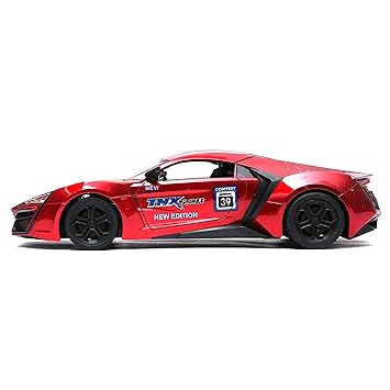 1:16 Scale Racing Bonzer Remote Control Car led Rechargeable Battery RC Car Series with Charger for Kids (Red, Blue)