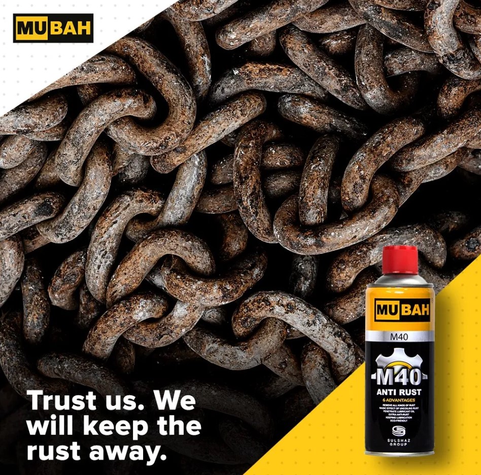 Original MUBAH M40 Rust Remover & Anti-Rust Spray 400ml | Multipurpose Metal Cleaner, Penetrating Oil & Lubricant | Best for Bikes, Cars, Tools, Auto Parts, Chrome, Steel, Rust Protection A+ Quality with Free delivery voucher