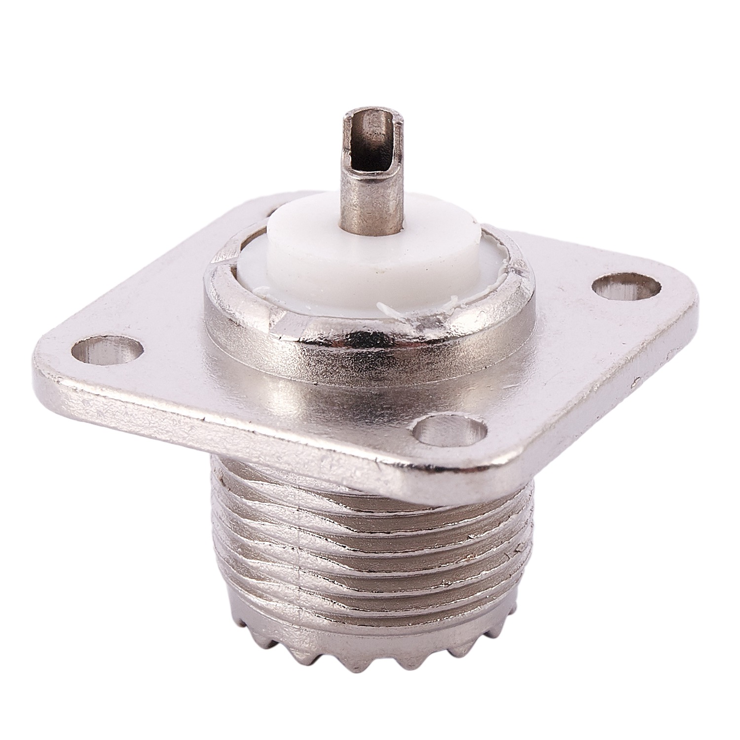 thumbnail image 2 of Eightwood BNC Male 4-Hole Panel Flange Mount Connector – Solder Cup, 17.5x17.5mm 2 of 5
