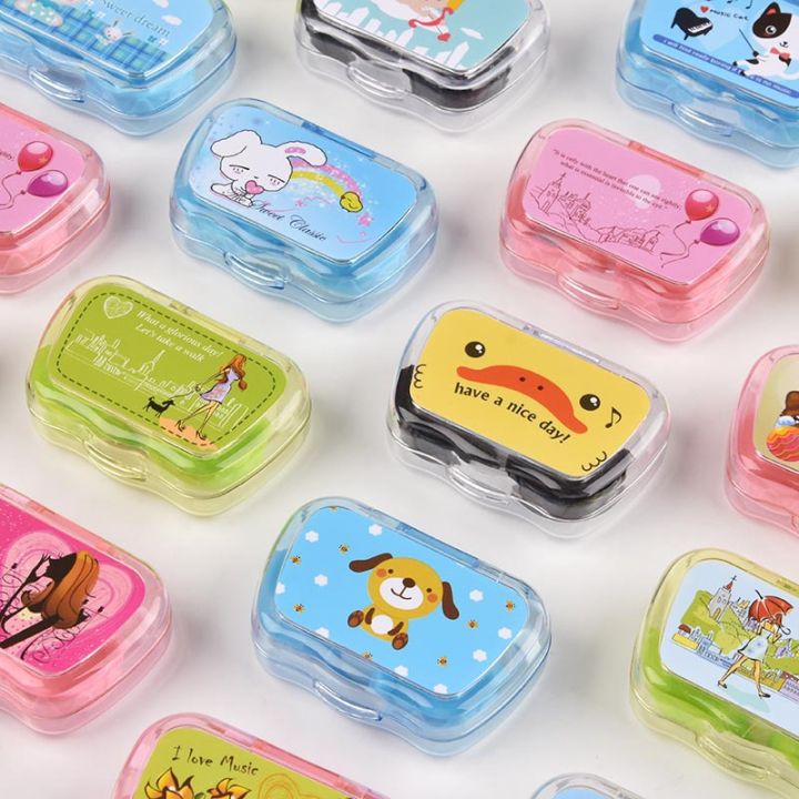 Cartoon Contact Lens Cases With Mirror Cute Contact Lens Box Square