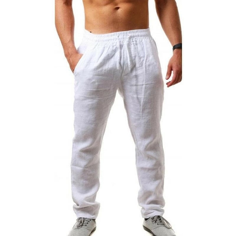 Pantalones de verano para hombre, ropa deportiva de algodón puro