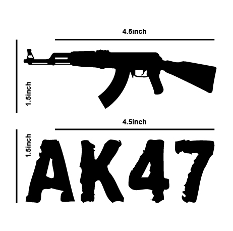 AK-47 Die-Cut Sticker – Black, Gray & Red Gun Graphic Decal For Laptop, Car, Or Gear