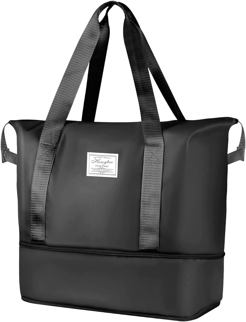 NEW LARGE CAPACITY MULTIFUNCTIONAL FOLDING TRAVEL BAG , DUFFEL BAG , DRY AND WET SEPARATION SPORTS WATERPROOF LUGGAGE TOTE HANDBAG TRAVEL BAG GYM YOGA STORAGE BAG FOR WOMEN AND MEN (black)