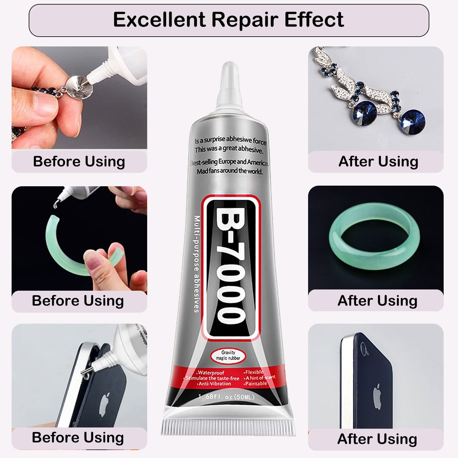 110ML & 50ML B-6000 / B-7000 Clear Glue – Strong Multipurpose Adhesive for Rhinestones, Jewelry Making, Fabric, Beads, Nail Art & DIY Crafts | Moti Mahal Crafts