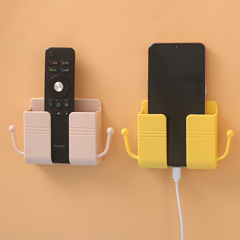 Wall Fixed Mount Holder Mobile Phone Charging Stand Remote Control Storage Box Bedside Charging Holder Space Savers