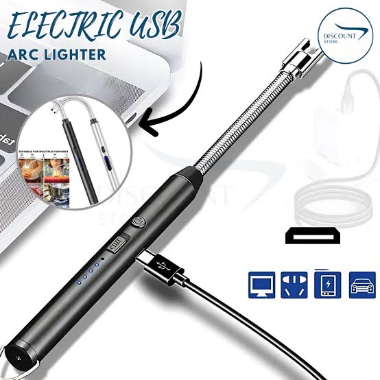Electric Arc USB Rechargeable Flameless Arc Lighter Flexible and Windproof for Candles, Hiking, Camping, Kitchen, Fireplaces 360 degree free rotation
