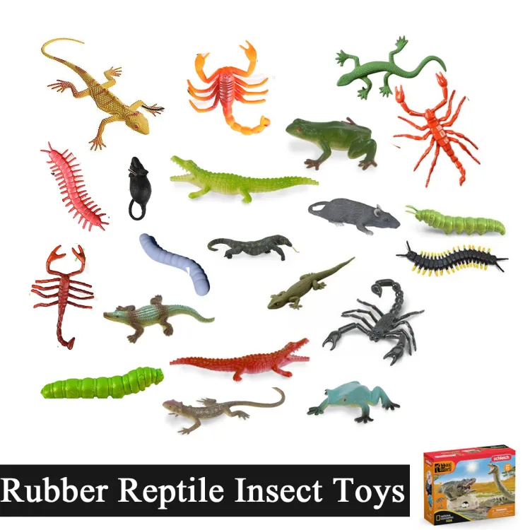 Reptile Rubber Insect Animal Toys For Kids Boys Girls Baby - Wild Jungle Animals Figure Bugs Toy Set - Crocodile Worm Frog Lizard Alligator Dinosaur Mouse Dinosaurs price in Pakistan