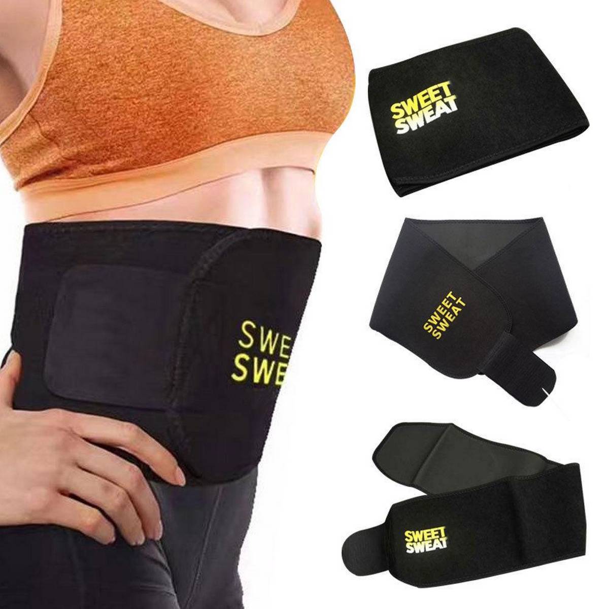 Hot Shapers Sweat Waist Trimmer Fat Burner Belly Tummy Yoga Wrap Black Exercise Body Slimming Belt
