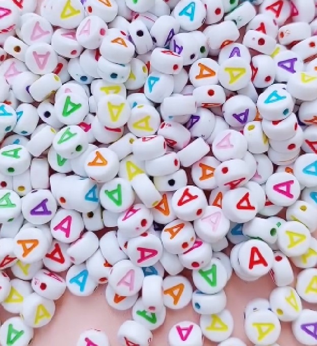 Pack of 25 / 50 / 100 Pieces | Only - A - Alphabet Beads | Round Multi | 7mm | Used in making Jewelry Accessories & DIY items