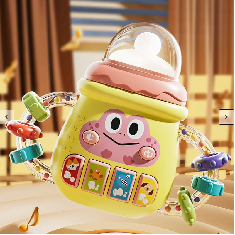 Baby Musical Learning Bottle Toy with Lights and Sounds Rattle Teether Handle Educational Activity Toy for Infants and Toddlers 11.5cm