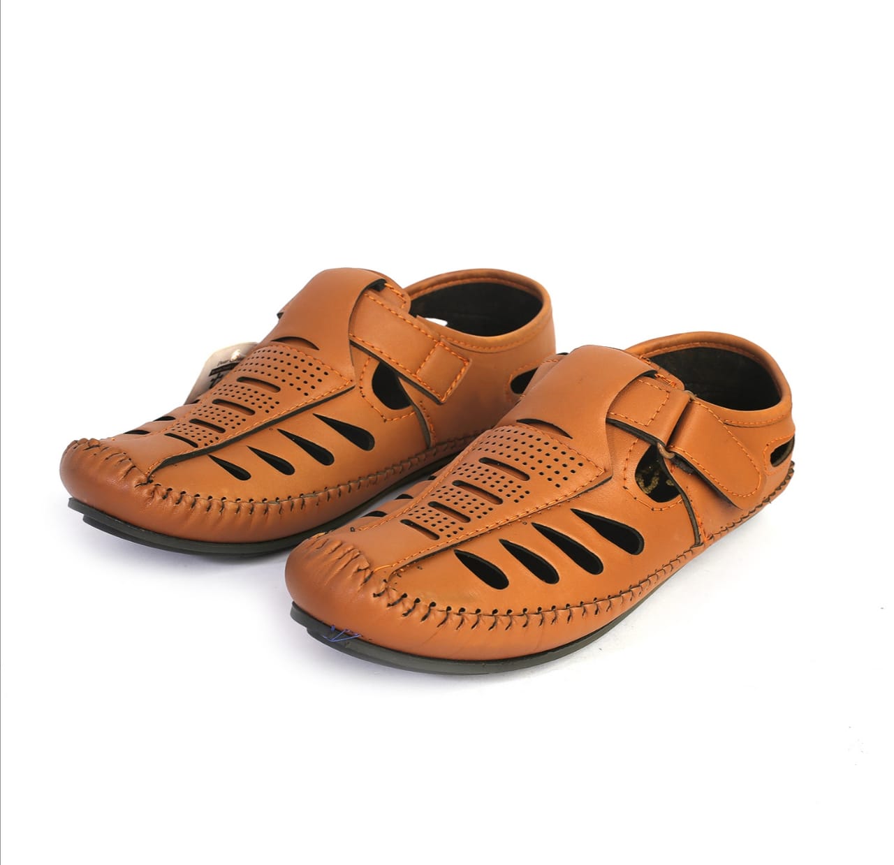 New Design Stylish Camel Color Synthetic Leather Covered Sandals For Men