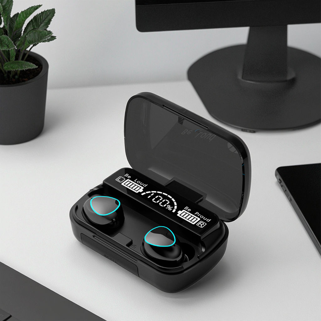 M10 TWS Wireless Earbuds Bluetooth 5.1 Touch Control Waterproof LED Display Charging Box 9D HiFi Sound for Gaming and Gym