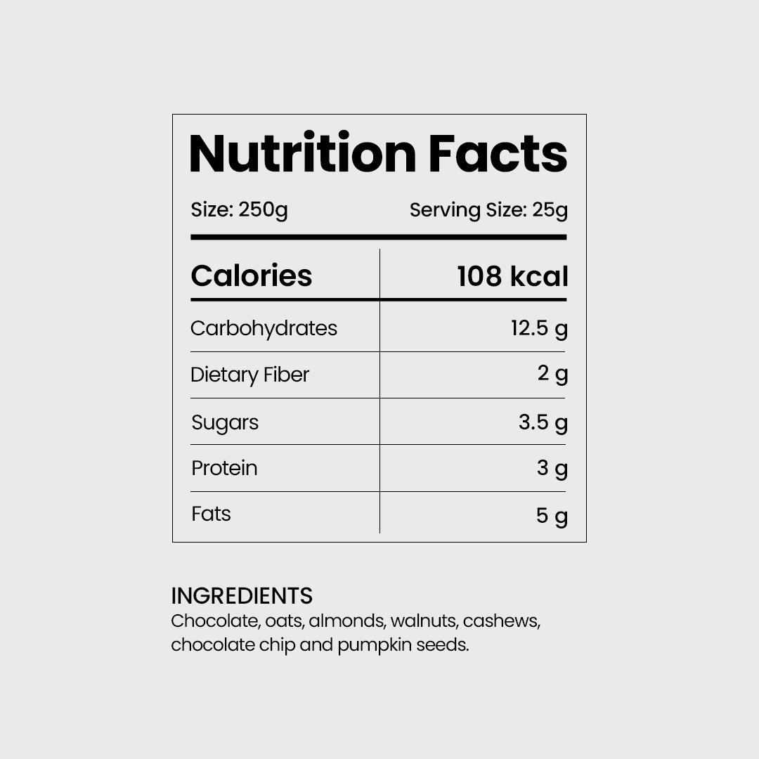 Be Good Chocolate Granola | Nuts Granola Pack | Oats, Almonds, Walnuts, Cashews, Chocolate Chips & Pumpkin Seeds | Crunchy High Protein & Fiber Snack