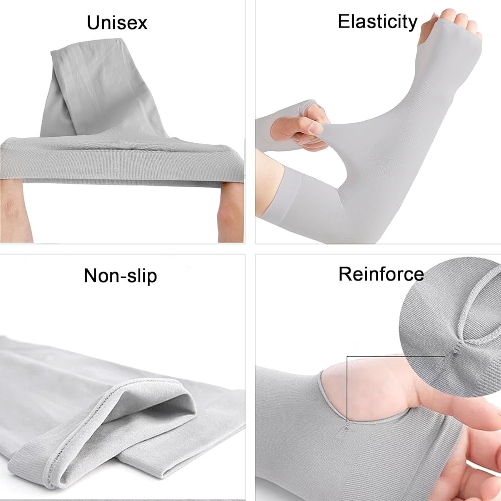 1 Pair Sleeves With Thumb Whole Free Size for Sun Block Anti Slip Summer Outdoor Riding Sunlight | Arm Sleeves | Thumb Sleeves | Sleeves for Girls | Sleeves for Boys Sports UV Sunscreen Protection Running Cycling Driving Sleeve