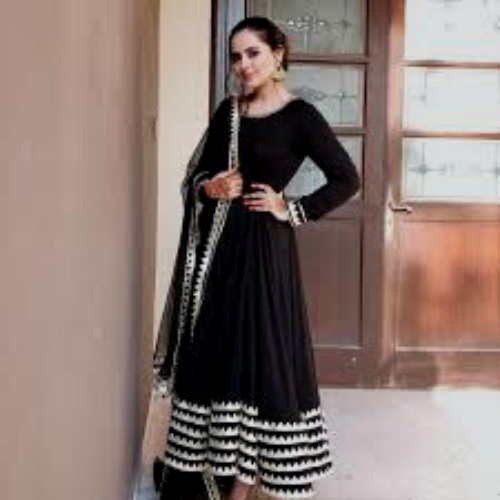 black long dress with dupatta