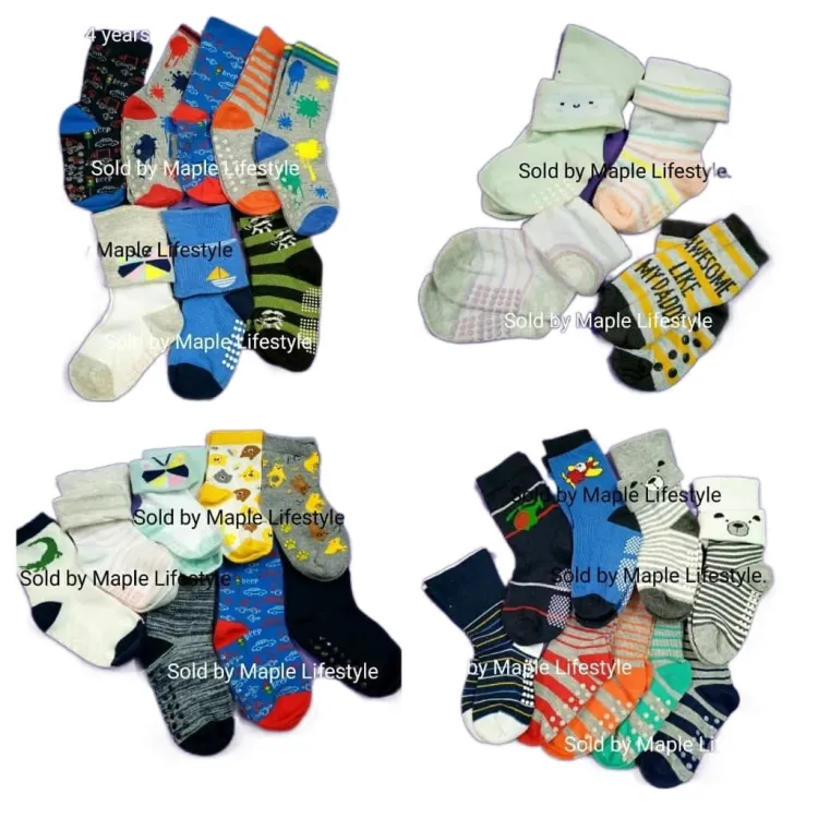 Boys anti slip/ grip socks (1 Pair) Mixed Assorted Designs