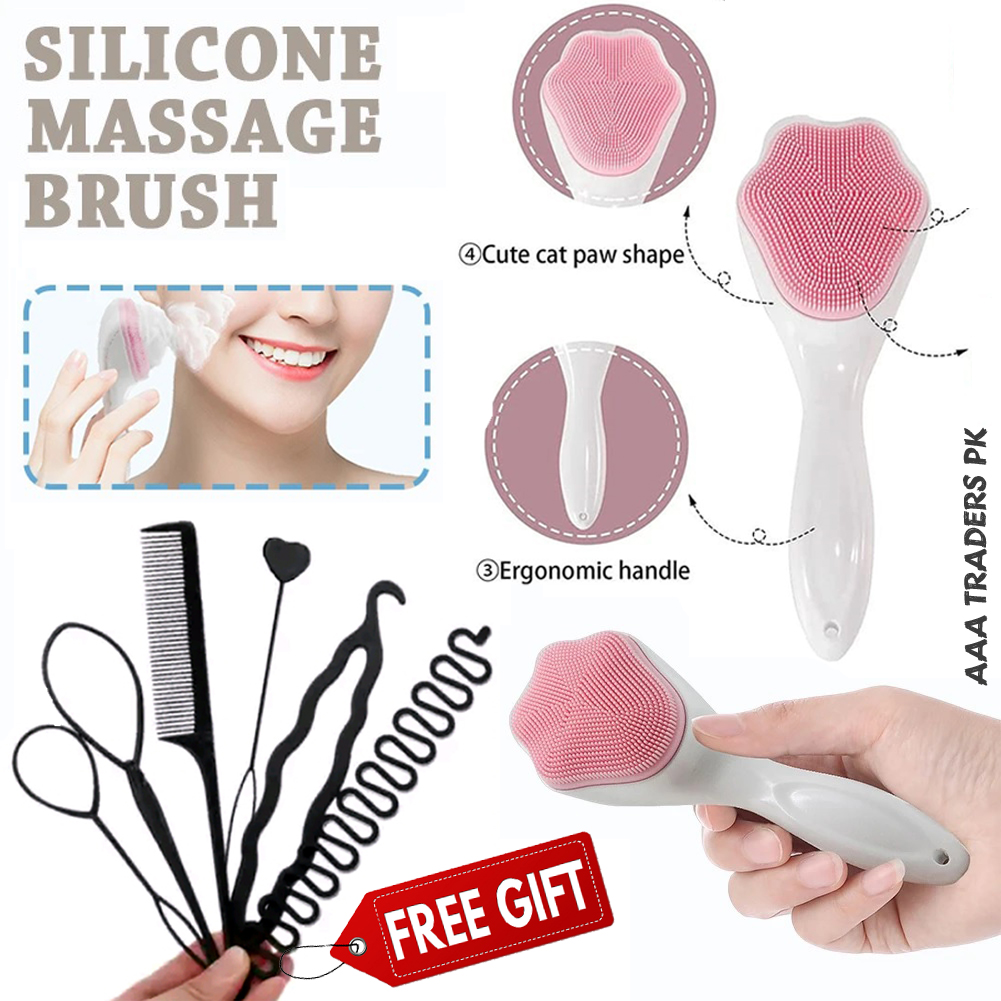 Deep Cleansing Facial Massage Brush for Gentle Exfoliation and Skin Care FREE 6Pcs Braider Hair Style tools