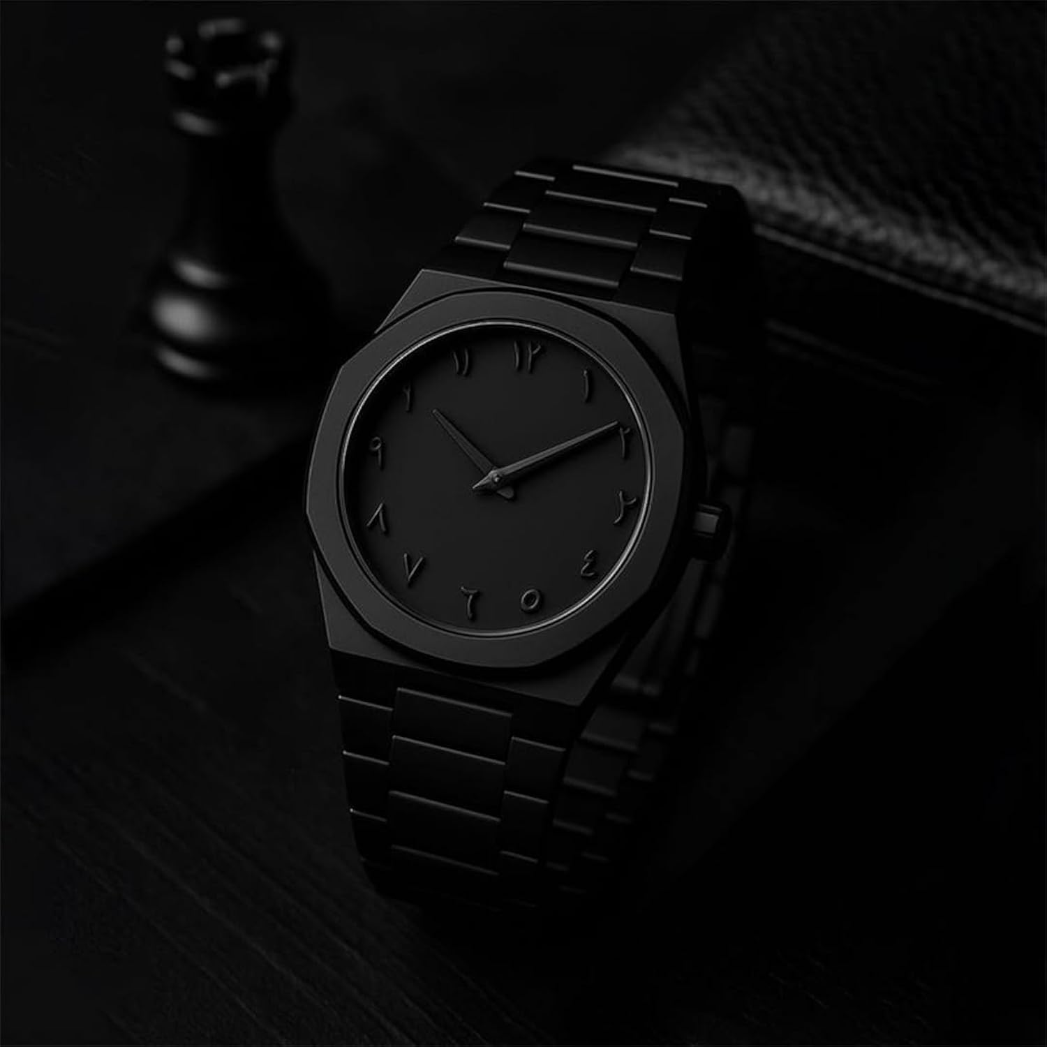 Aura Analog Watch, Matte Black Minimalist Dial with Arabic Numerals, Metal
