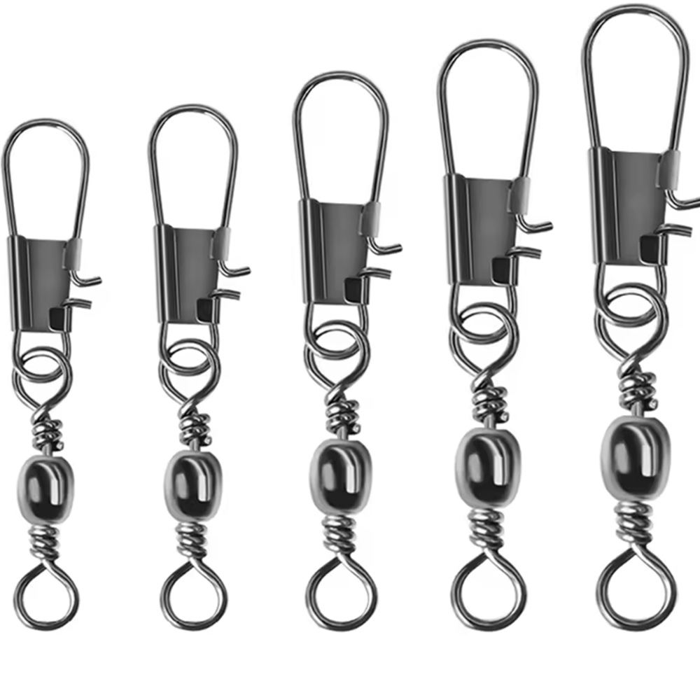 6 Size 25/Pack Swivels Fishing Connector Pin Bearing Rolling Swivel Snap Fastlock Clips Fishhook Fishing Tackle Accessories Fishing Connectors Lure Hook Accessories