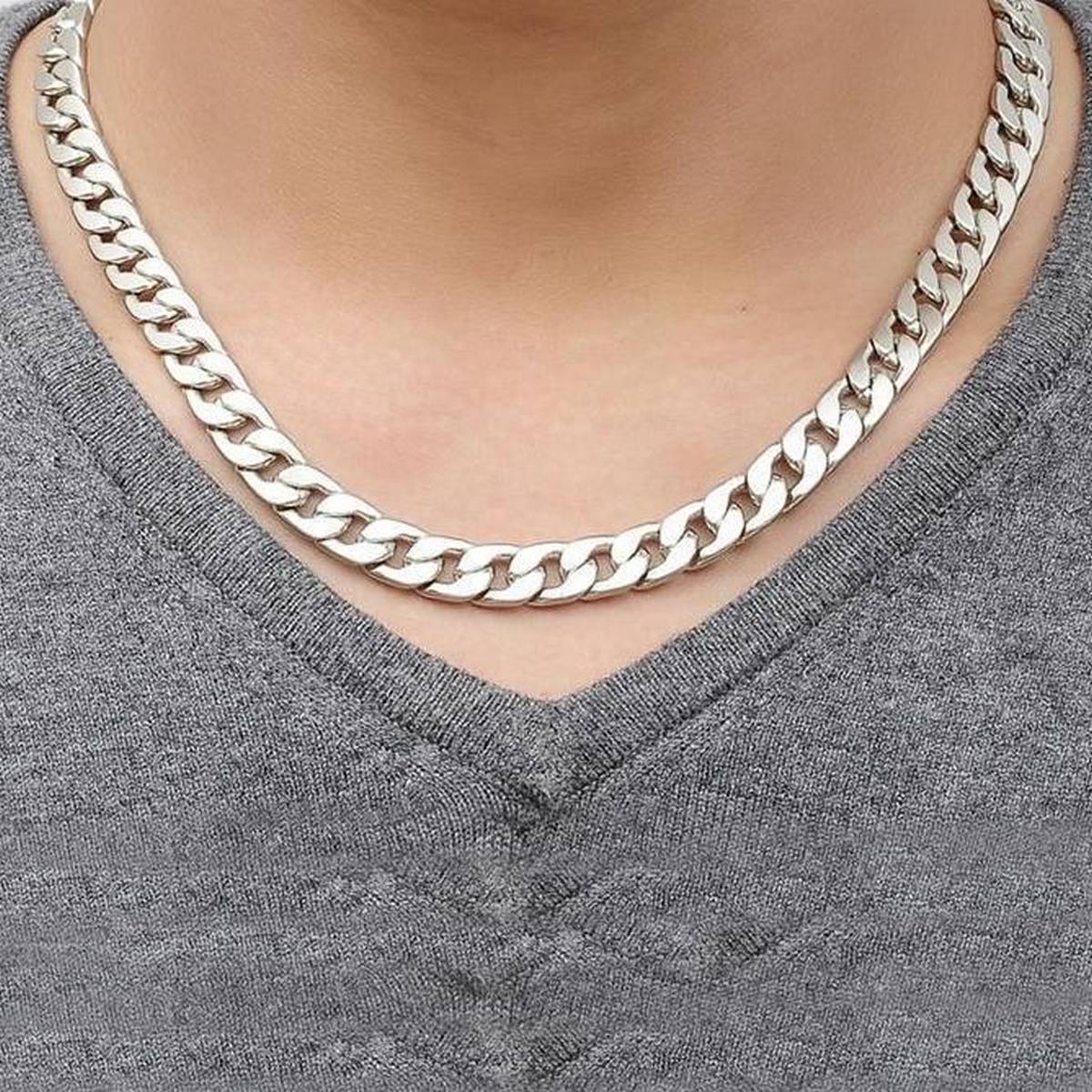 PREMIUM QUALITY THICK AND HEAVY SILVER NECK CHAIN