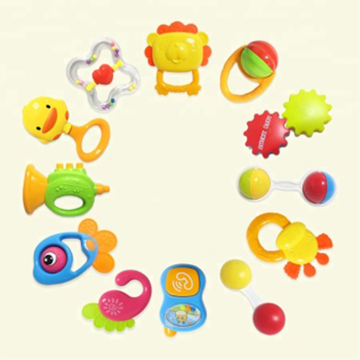 Baby Rattles Toys New-born Hand Bells Baby Toys 0-12 Months Teething safe Development Infant Early Educational Baby Rattles-5pcs Set
